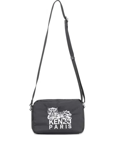 Kenzo Tiger-embroidered Messenger Bag In Black
