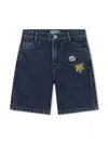 Kenzo Tiger-embroidered Mid-rise Denim Shorts In Blue