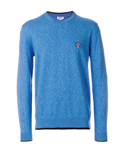 Kenzo Tiger Embroidered Patch Pullover In Blue