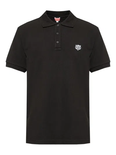 Kenzo Tiger-embroidered Polo Shirt In Black