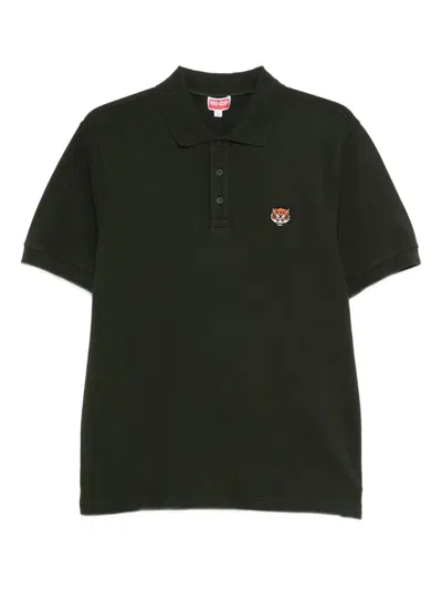 Kenzo Tiger-embroidered Polo Shirt In Green