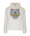 Kenzo Tiger Embroidered Relaxed Hoodie In White