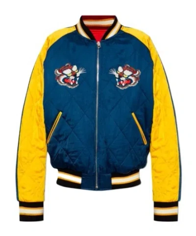 Kenzo Star Tiger Souvenir Bomber Jacket In Yellow
