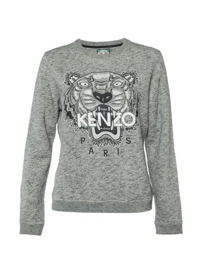 Pre-owned Kenzo Tiger Embroidered Sweater In Gray