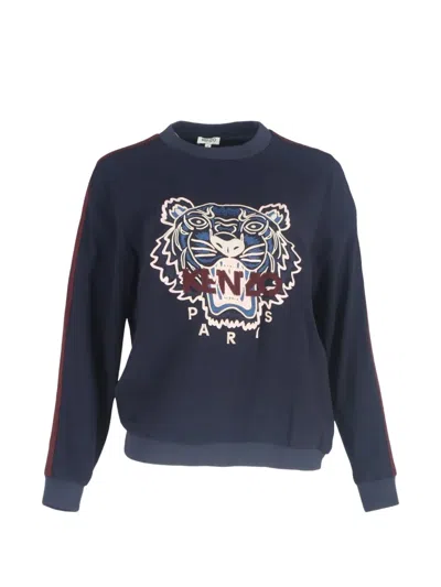 Pre-owned Kenzo Tiger Embroidered Sweatshirt In Blue