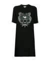 Kenzo Tiger-embroidered T-shirt Dress In Black