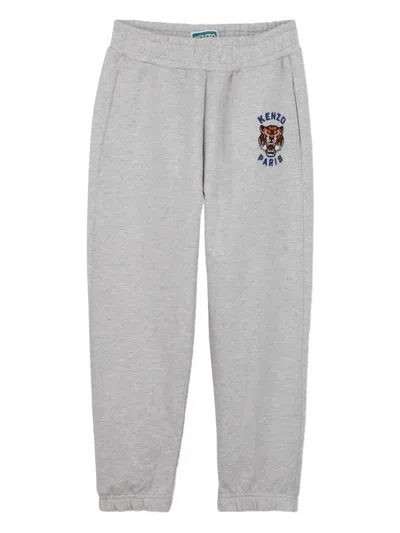 Kenzo Kids' Tiger-embroidered Track Pants In Gray
