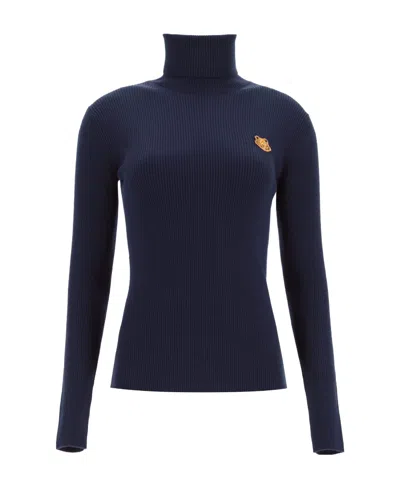 Kenzo Tiger-embroidered Turtleneck Jumper In Black