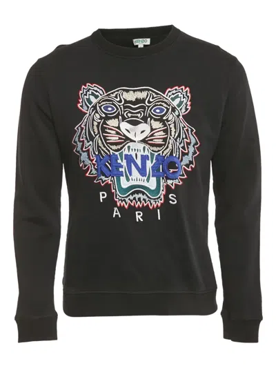 Pre-owned Kenzo Tiger-embroidery Crew-neck Sweatshirt In Black