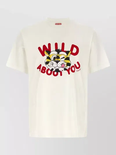 Kenzo Tiger Graphic Crew Neck Short Sleeve T Shirt In Neutral