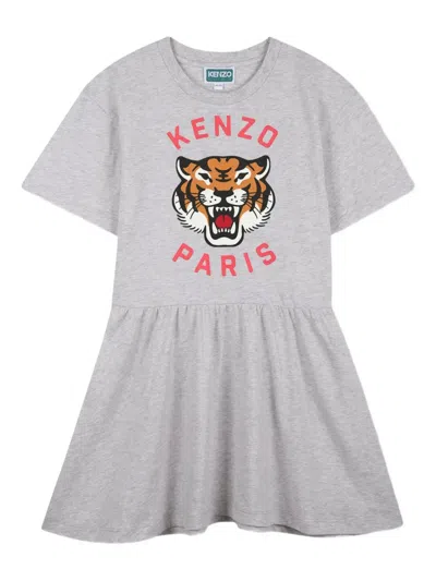 Kenzo Kids' Tiger Graphic Dress In Gray