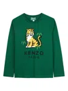 Kenzo Tiger-graphic Long-sleeve T-shirt In Green