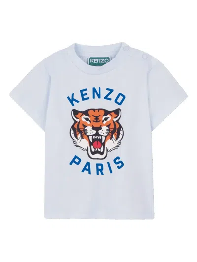 Kenzo Babies' Tiger-graphic Short-sleeved T-shirt In Blue