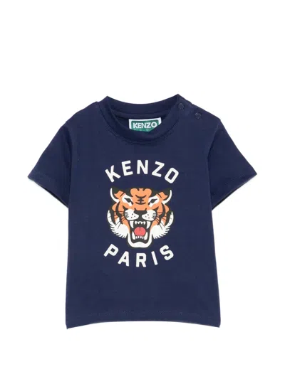 Kenzo Babies' Tiger Graphic T-shirt In Blue