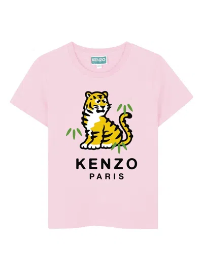 Kenzo Kids' Tiger Graphic T-shirt In Pink