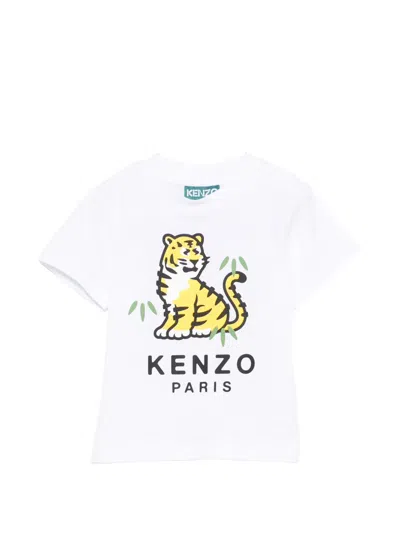 Kenzo Babies' Tiger Graphic T-shirt In White