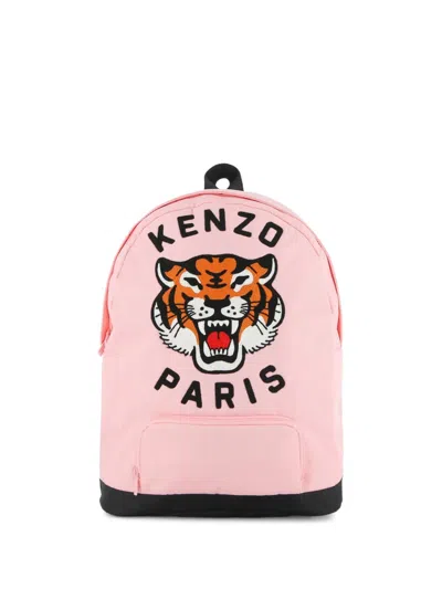 Kenzo Kids' Tiger Head Backpack In Pink