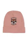 Kenzo Tiger Head-embroidered Beanie Hat In Pink