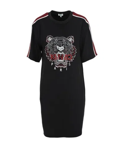 Kenzo Tiger Head Embroidered Dress In Black