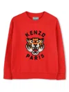 Kenzo Tiger Head-embroidered Sweatshirt In 红色