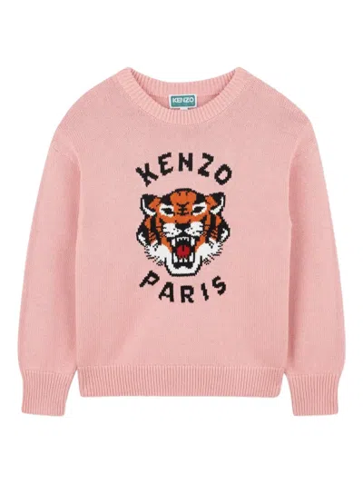 Kenzo Kids' Tiger Head-motif Sweater In Pink