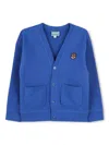 Kenzo Tiger Head-patch Cardigan In Blue
