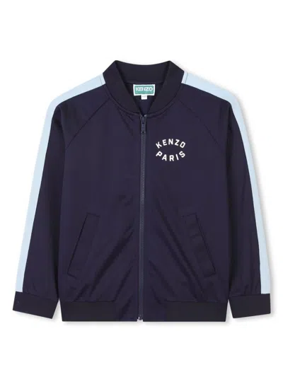 Kenzo Kids' Tiger Head-print Cardigan In Blue