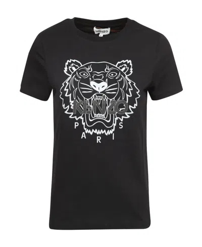 Kenzo Tiger Head-print T-shirt In Black