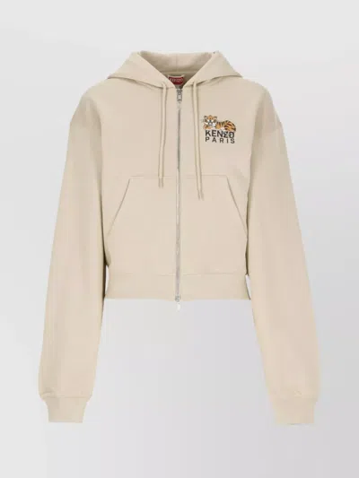 KENZO TIGER LOGO HOODED COTTON SWEATSHIRT