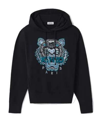 Kenzo Tiger Logo Hoodie In Black