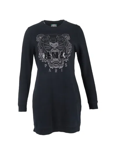 Pre-owned Kenzo Tiger-logo Mini Dress In Black