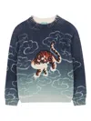 Kenzo Tiger-motif Cloud-patterned Sweater In Blue