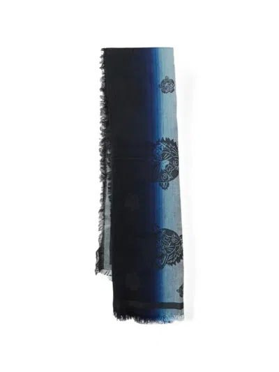 Pre-owned Kenzo Tiger Motif Jacquard Scarf In Black