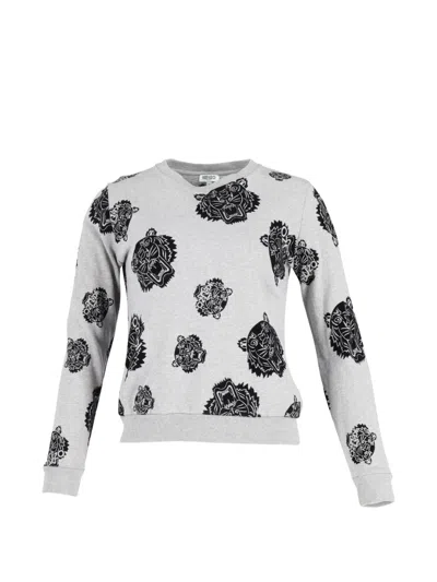 Pre-owned Kenzo Tiger-motif Round-neck Sweatshirt In Gray