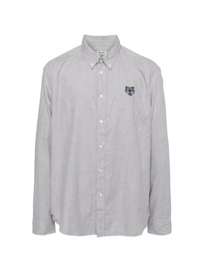 Kenzo Tiger-motif Shirt In Gray