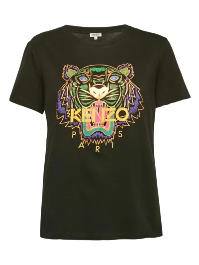 Pre-owned Kenzo Tiger-motif T-shirt In Black