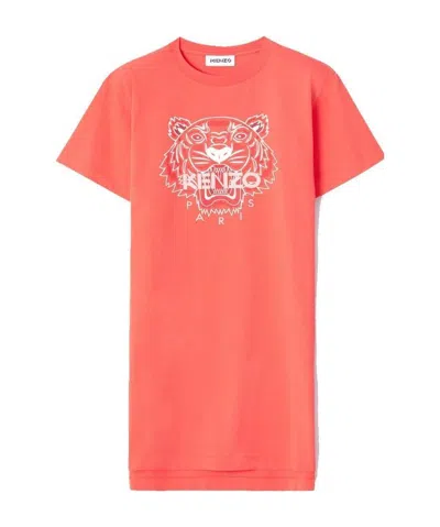 Kenzo Tiger-motif T-shirt Dress In Red