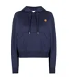 Kenzo Relaxed-fit Blue Hoodie With Embroidered Logo In Blue