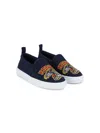 Kenzo Tiger Patch Slip-on Sneakers In Blue