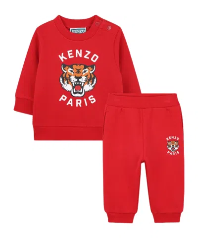 Kenzo Tiger Pattern Tracksuit In Red