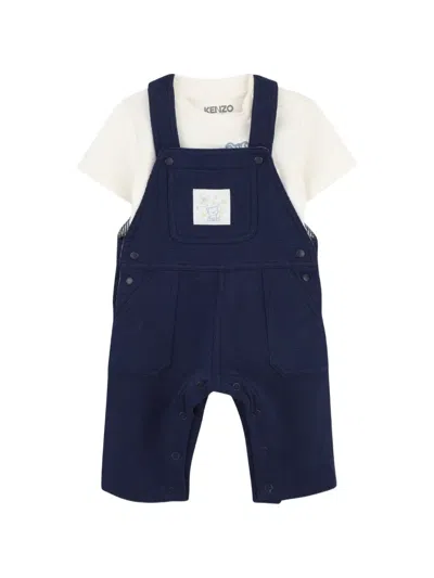Kenzo Babies' Tiger-pocket Dungarees Set In Multi