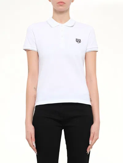 Kenzo Tiger-patch Polo Top In White