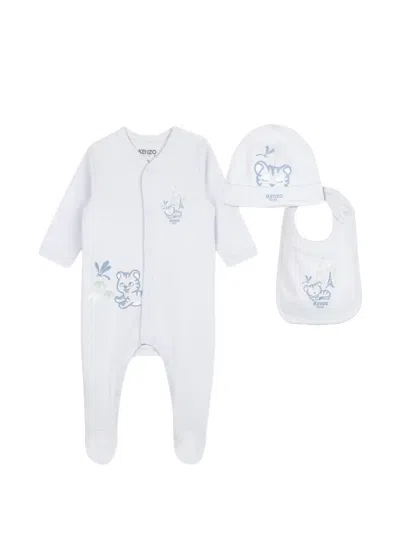 Kenzo Tiger-print Babygrow Set In White