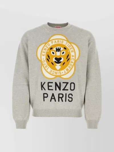 KENZO WOOL-BLEND LOGO-PATCH CREW-NECK SWEATSHIRT