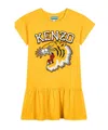 Kenzo Tiger-print Cotton Dress In Yellow