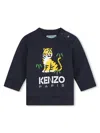 Kenzo Tiger-print Cotton Sweatshirt In 蓝色