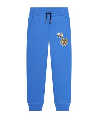 Kenzo Kids' Tiger-print Cotton Track Pants In Blue