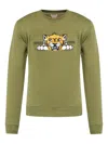 Kenzo Tiger-print Crew Neck Sweatshirt In Green