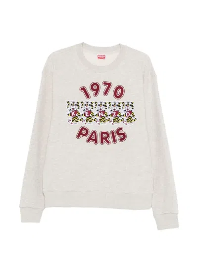 Kenzo Paris Graphic Crew-neck Sweatshirt In Neutral