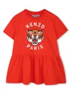 Kenzo Tiger-print Dress In Red